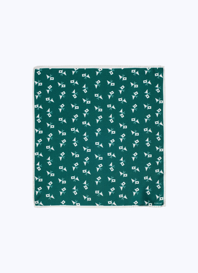 Men's pocket square green silk twill Fursac - 23ED1POCH-BR10/49