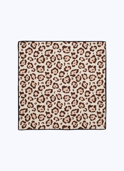 Men's pocket square leopard print silk twill Fursac - 23ED1POCH-BR25/13