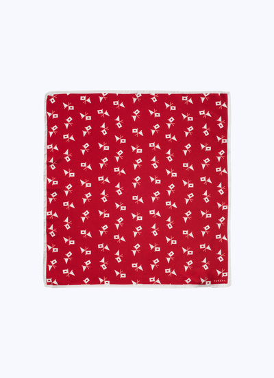 Men's pocket square red silk twill Fursac - 23ED1POCH-BR10/71