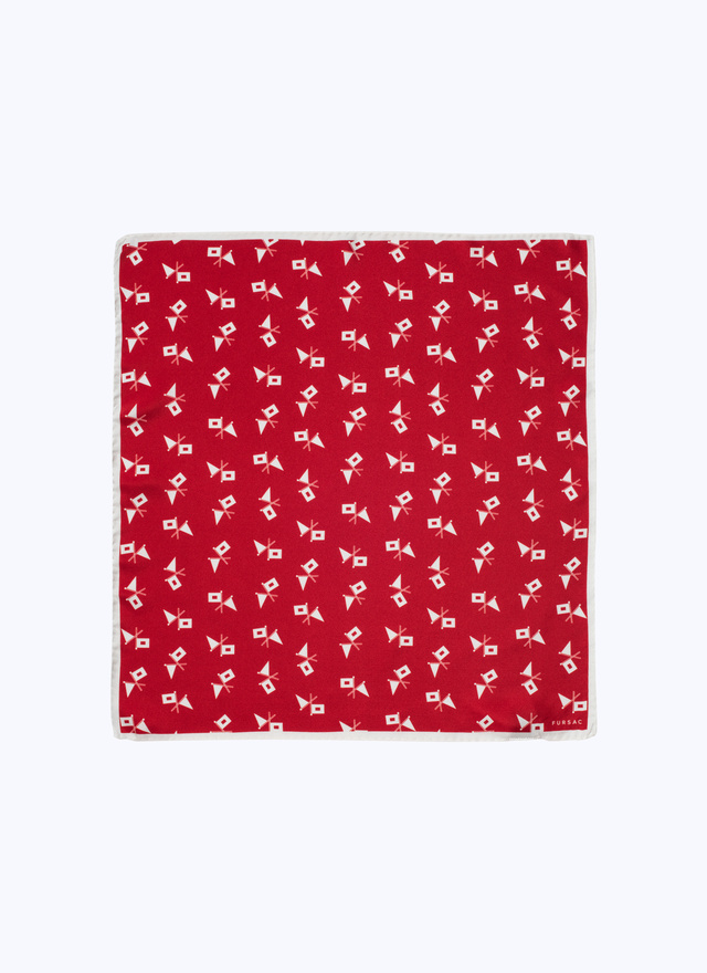 Men's pocket square red silk twill Fursac - D1POCH-BR10-71