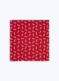 Red printed silk twill pocket square - D1POCH-BR10-71