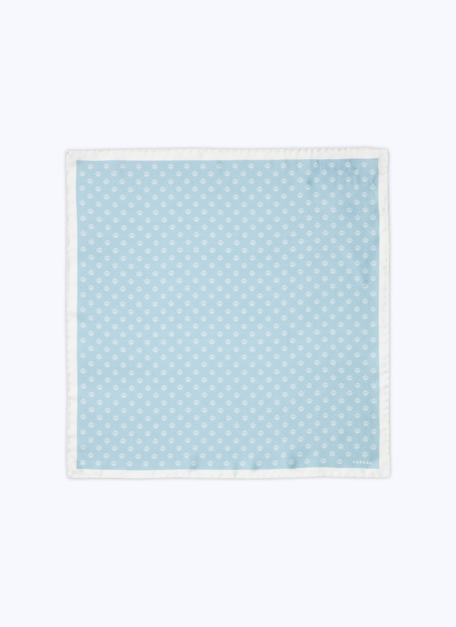 Men's pocket square sky blue silk twill Fursac - D1POCH-DR23-D008