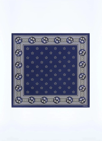 Men's pocket square navy blue virgin wool and silk Fursac - D1POCH-ER26-D030