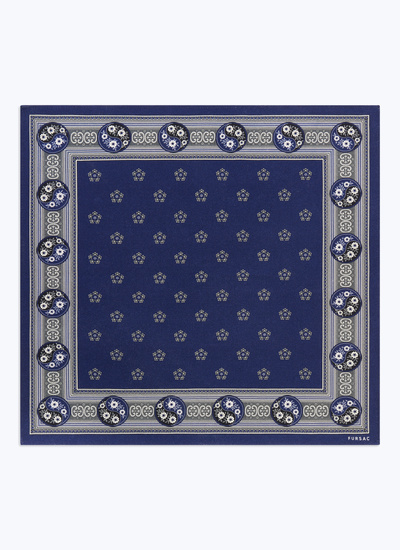 Men's pocket square navy blue virgin wool and silk Fursac - D1POCH-ER26-D030