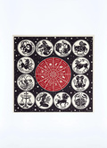 Printed silk and wool pocket square - D1POCH-GR35-D030