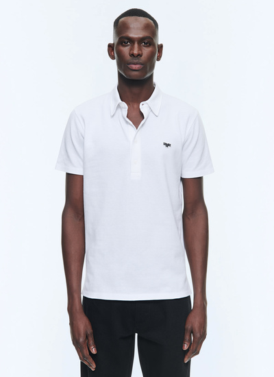 Polo homme blanc piqué de coton biologique Fursac - J2DLUM-DJ22-A001