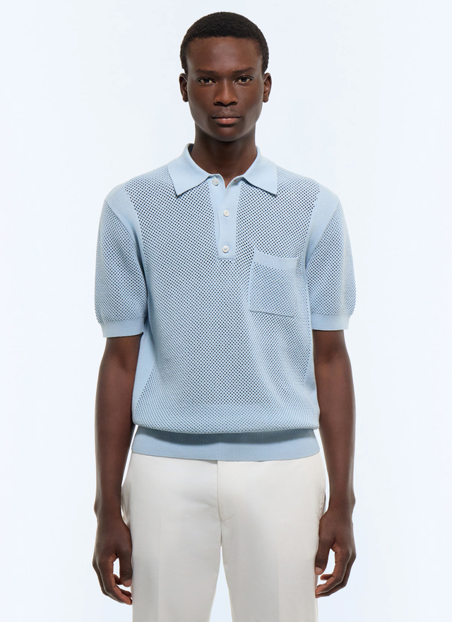 Polo homme bleu ciel coton biologique Fursac - A2JOCO-JA11-D039