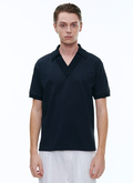 Polo bleu marine en jersey de coton - 23EJ2BOVE-BJ08/30