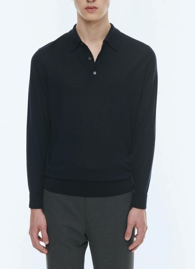 Polo homme bleu marine laine mérinos Fursac - A2RILO-MA03-30