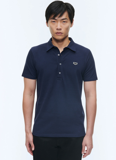 Polo homme bleu marine piqué de coton biologique Fursac - J2DLUM-DJ22-D030