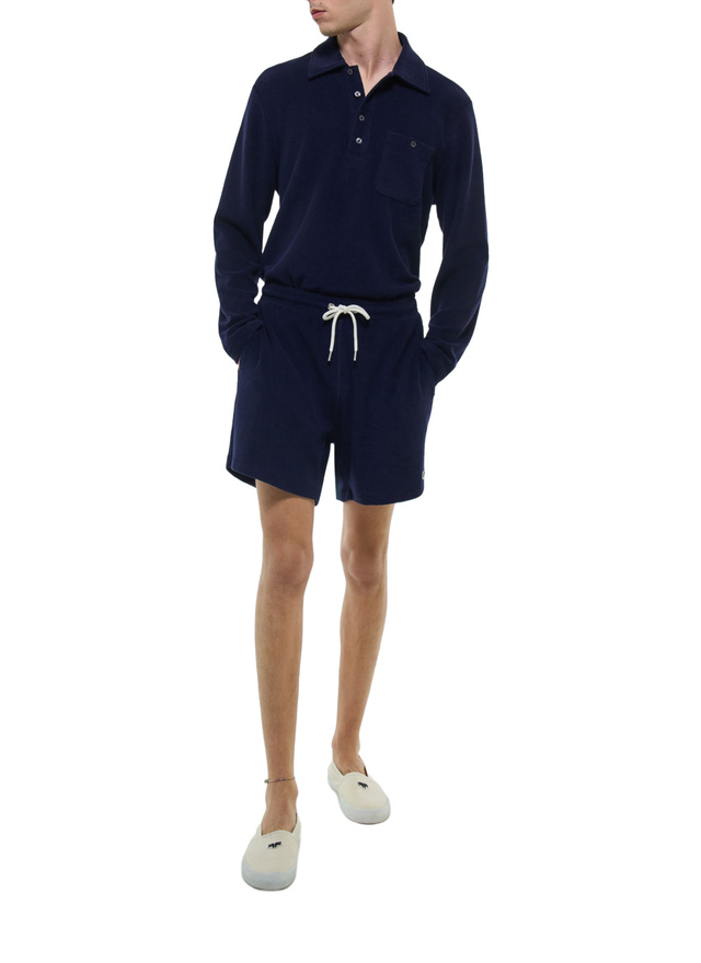 Polo bleu homme coton biologique effet éponge Fursac - J2FPOL-FJ03-D030