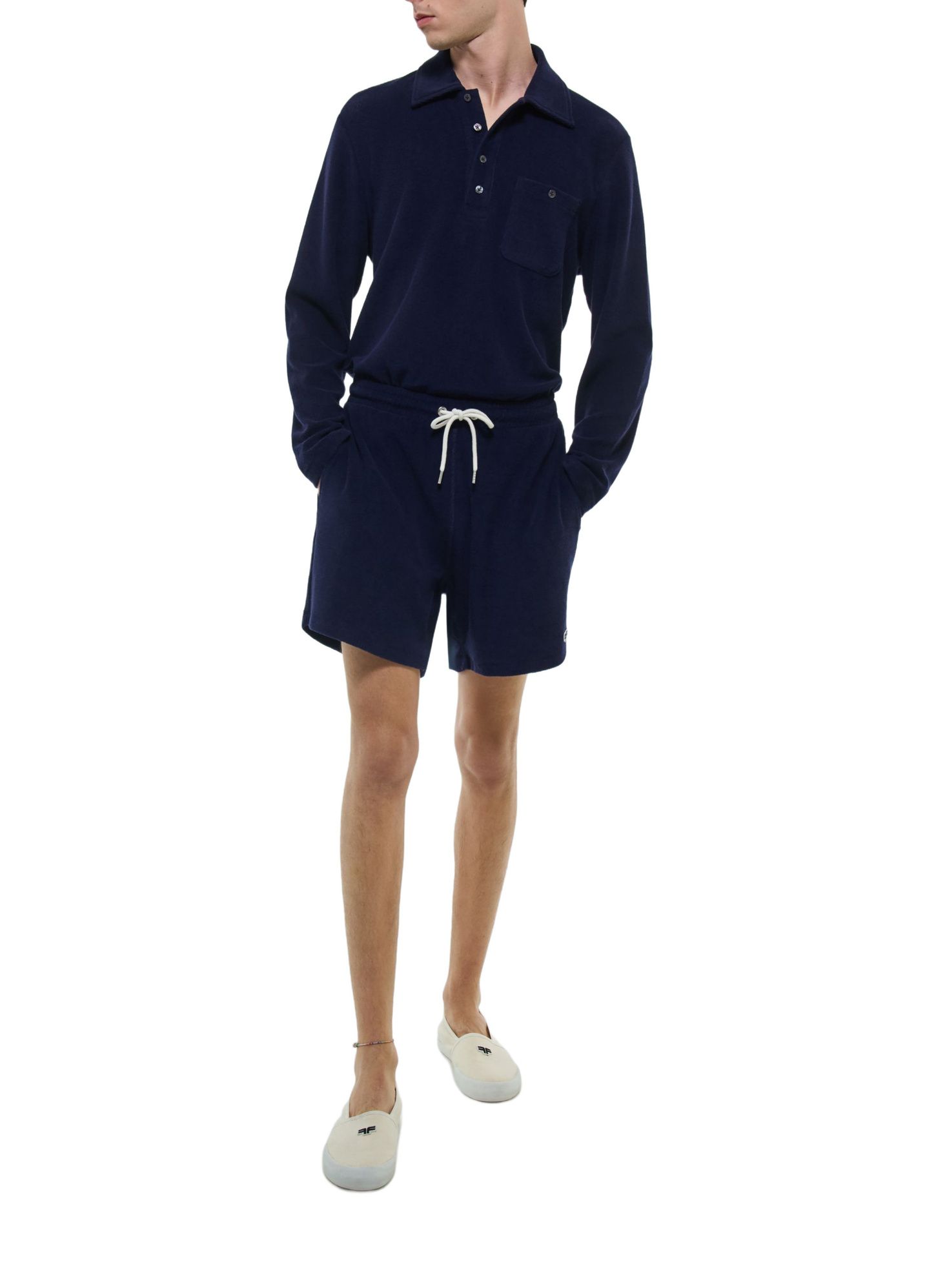 Polo bleu homme coton biologique effet éponge Fursac - J2FPOL-FJ03-D030