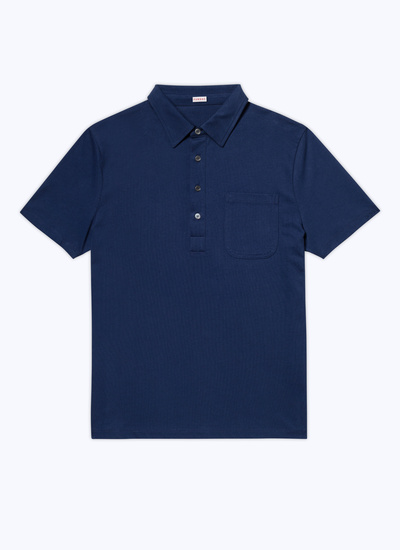 Polo bleu homme jersey de coton Fursac - J2VLUM-BJ19-30