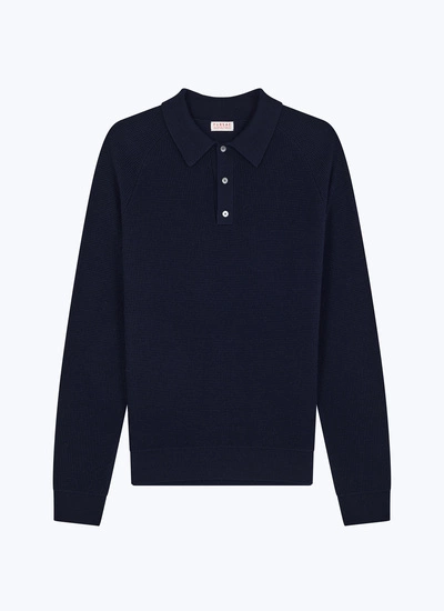 Polo bleu homme laine certifiée Fursac - A2AIRO-AA19-D030