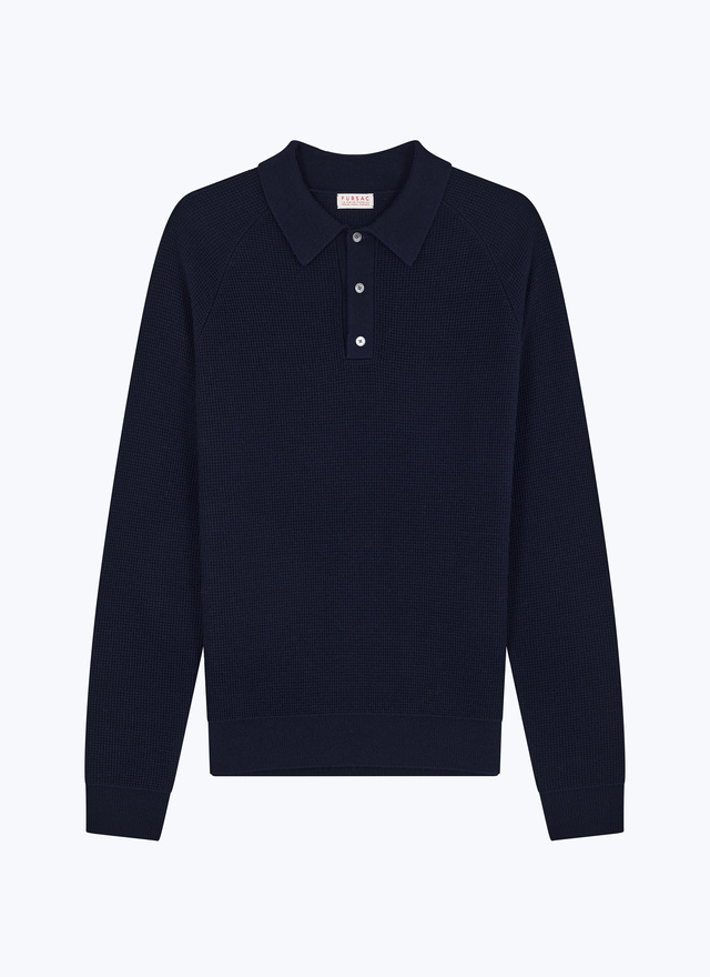 Polo bleu homme laine certifiée Fursac - A2AIRO-AA19-D030