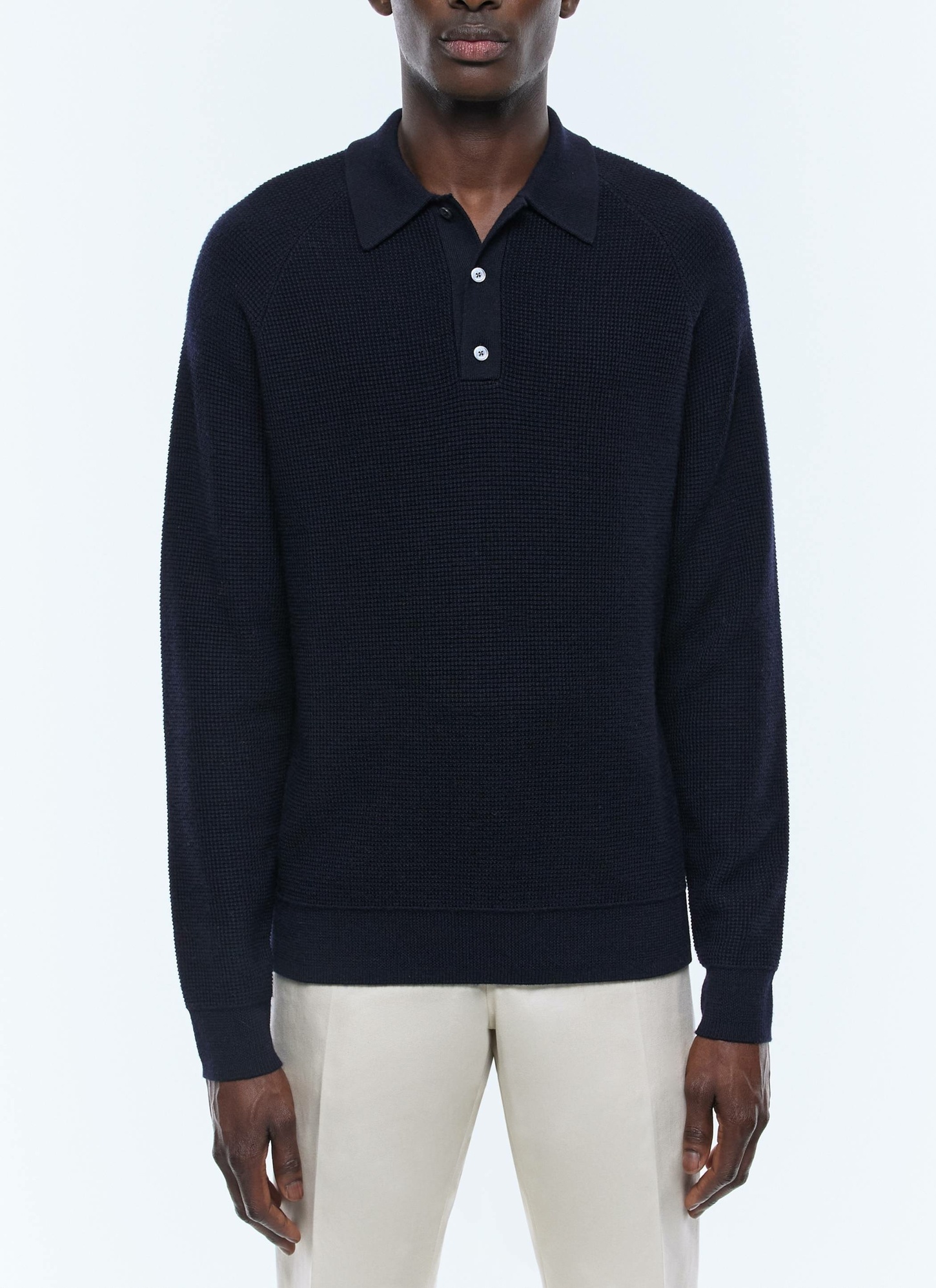Polo homme bleu marine laine certifiée Fursac - A2AIRO-AA19-D030
