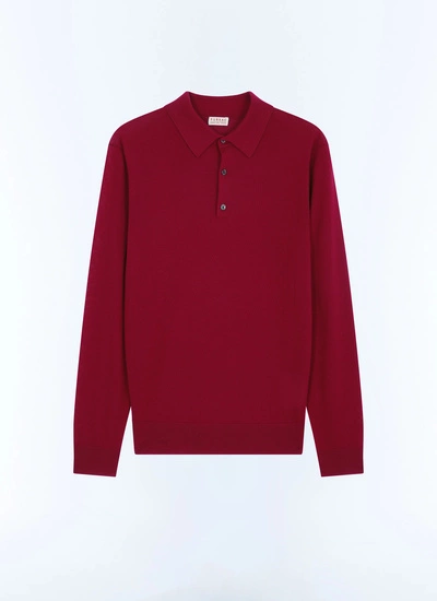 Polo rouge homme laine mérinos certifiée Fursac - A2RILO-MA03-C014