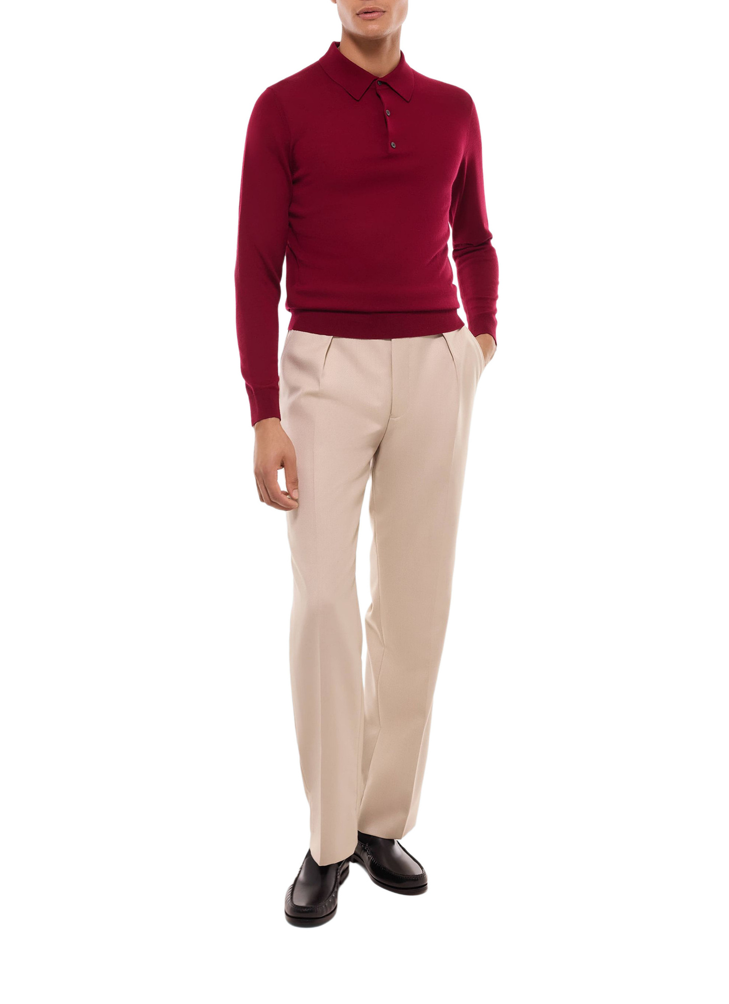 Polo rouge homme laine mérinos certifiée Fursac - A2RILO-MA03-C014