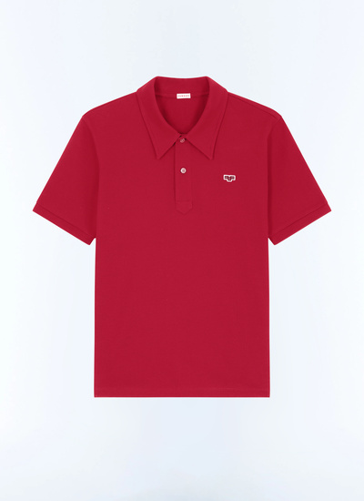 Polo rouge homme piqué de coton biologique Fursac - J2GLUM-FJ22-C014