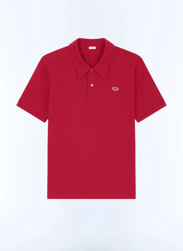 Polo rouge homme piqué de coton biologique Fursac - J2GLUM-FJ22-C014