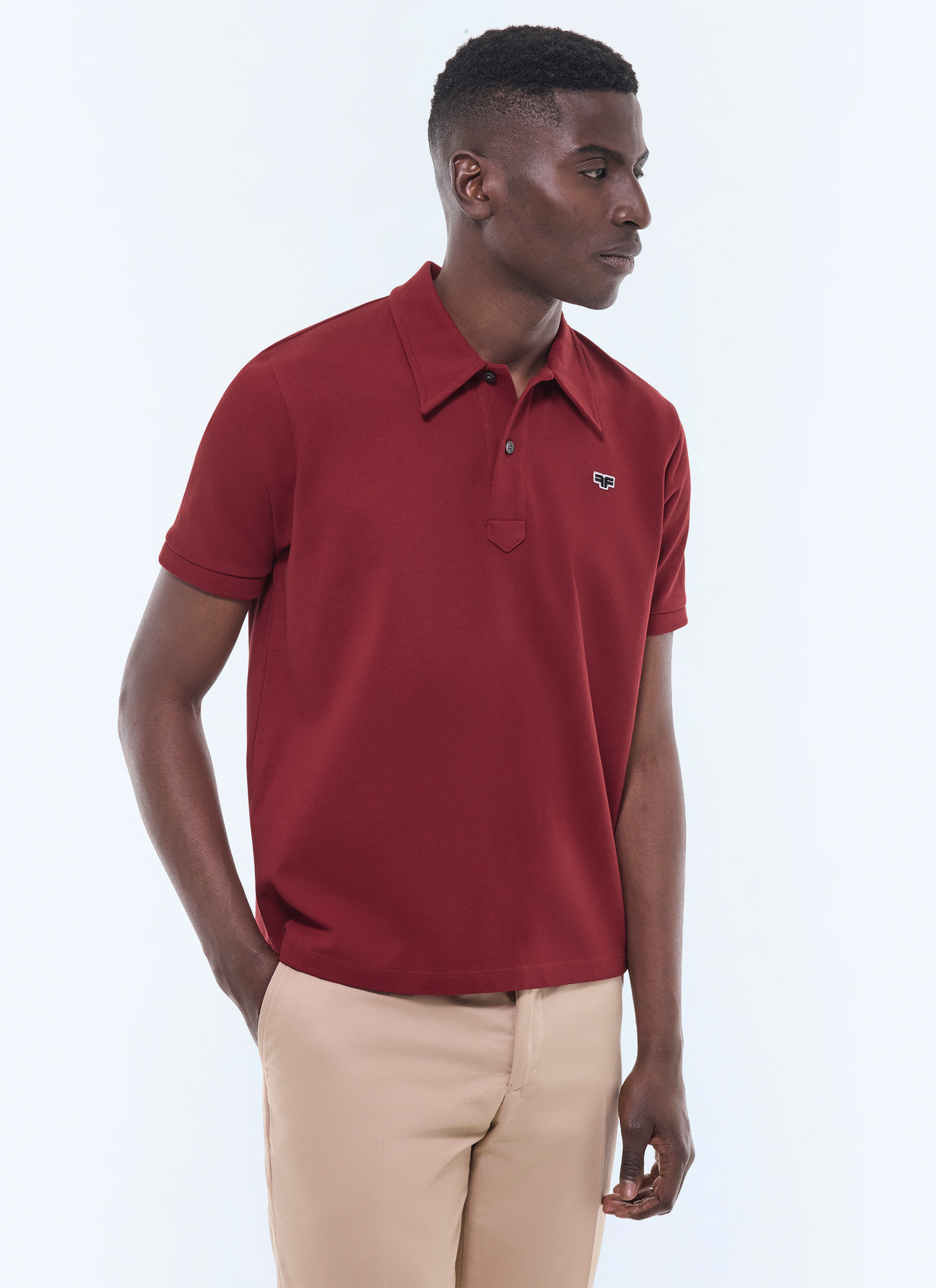 Polo homme bordeaux piqué de coton biologique Fursac - J2GLUM-FJ22-C014