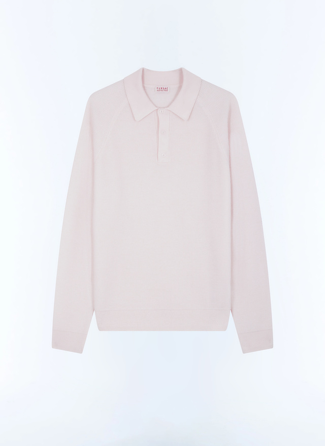 Polo blanc homme maille point de riz en laine certifiée Fursac - A2AIRO-AA19-A002