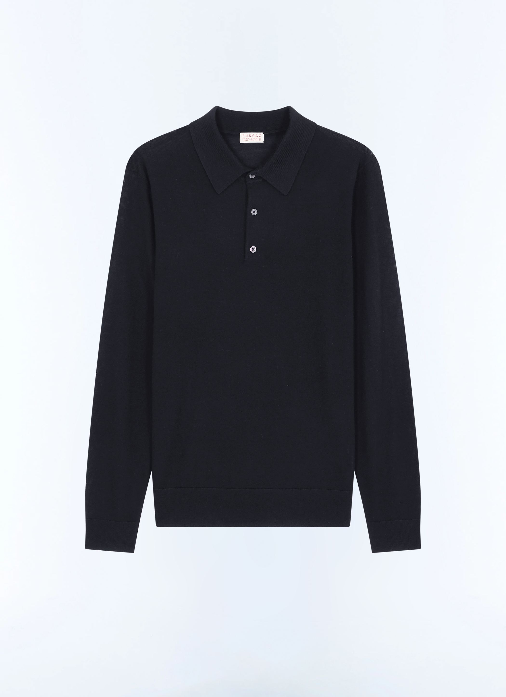 FURSAC - Polo à manches longues en laine mérinos - Homme - Taille S - Noir