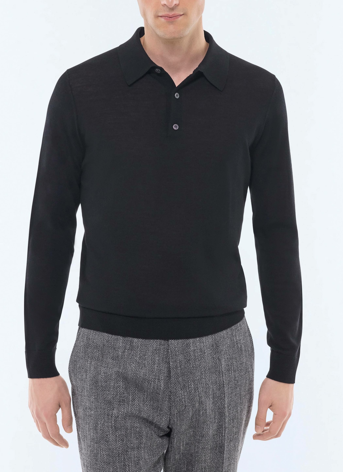 Polo homme noir laine mérinos certifiée Fursac - A2RILO-MA03-20