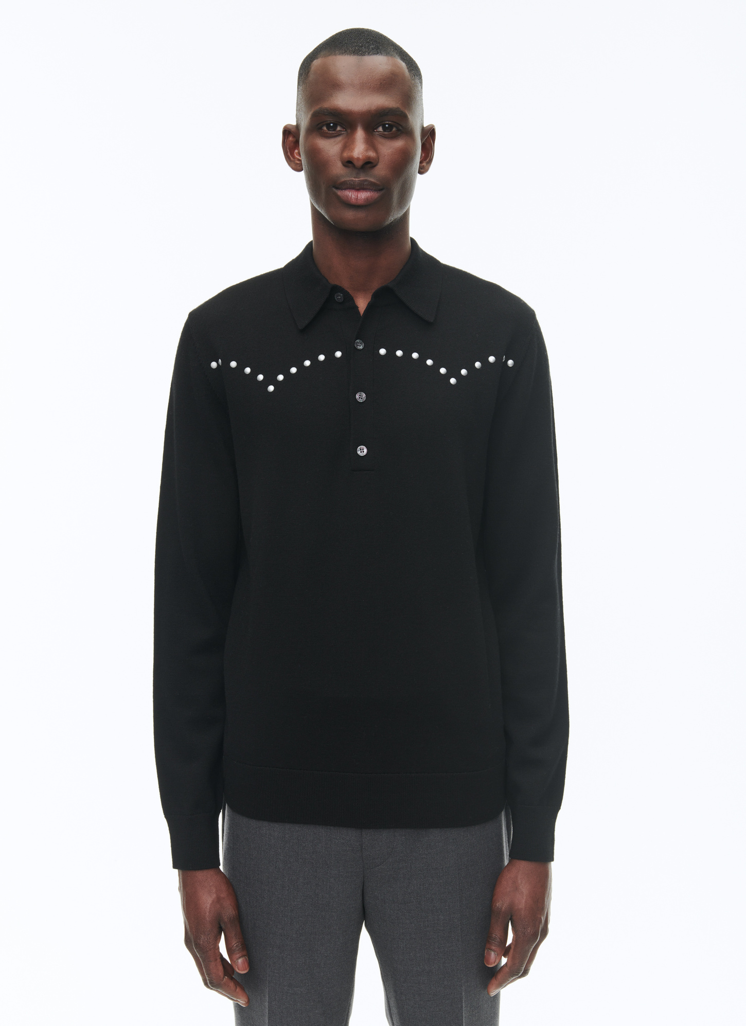 Polo homme noir laine Fursac - A2CLUE-CA20-B020
