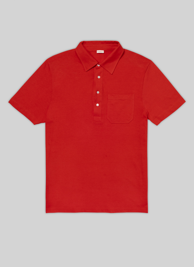 Polo rouge homme jersey de coton Fursac - 22EJ2VLUM-VJ04/71