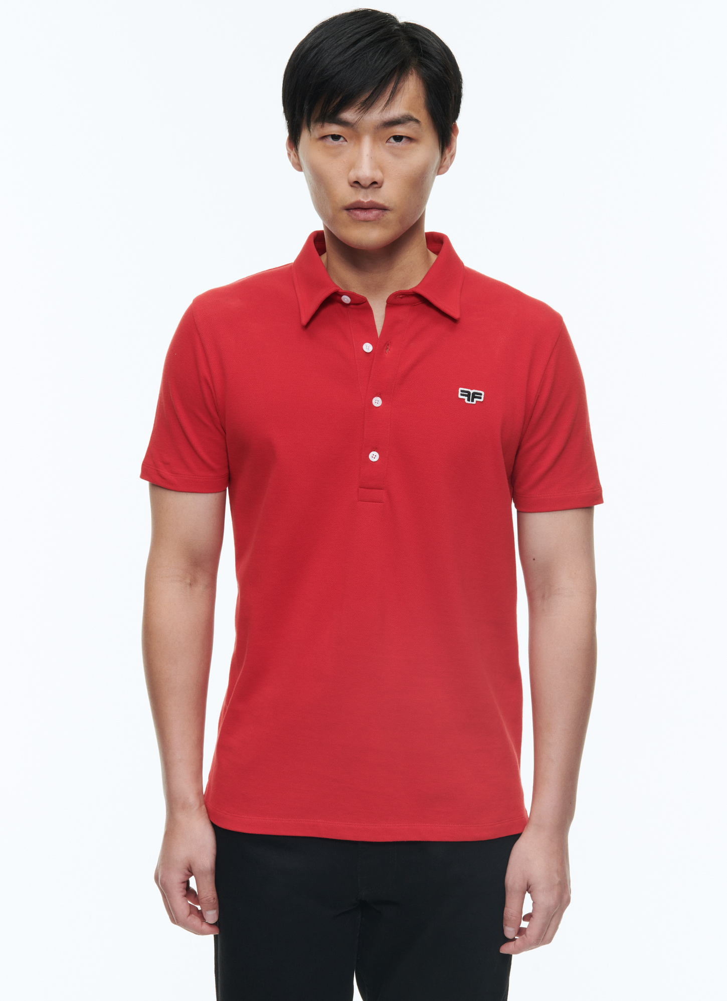Polo homme rouge piqué de coton biologique Fursac - J2DLUM-DJ22-C003