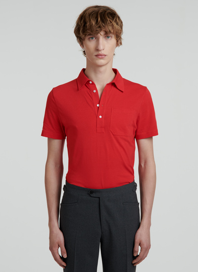 Polo homme rouge jersey de coton Fursac - J2VLUM-VJ04-71