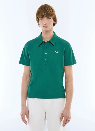 Polo homme vert émeraude piqué de coton biologique Fursac - J2FLUM-FJ22-H009