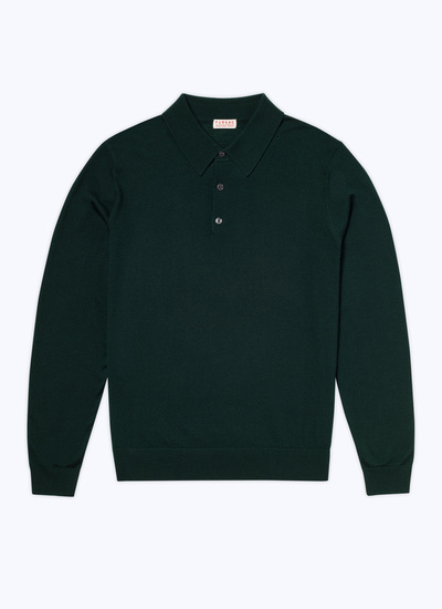 Polo vert homme laine mérinos Fursac - A2RILO-MA03-H014