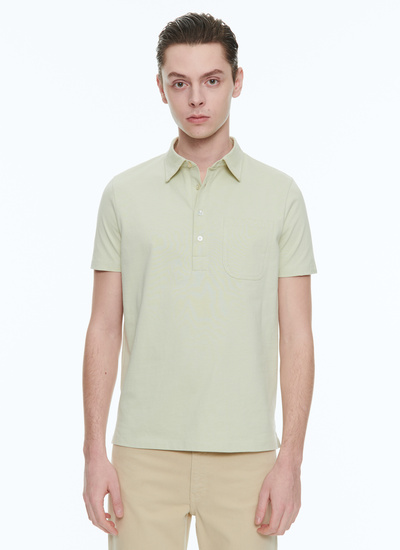 Polo homme vert sauge jersey de coton Fursac - J2VLUM-BJ19-45