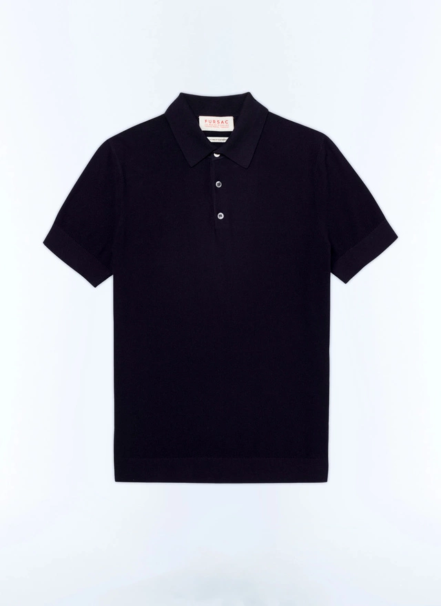 Polo bleu homme maille de coton certifié et cachemire Fursac - A2PIRO-NA01-30