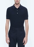 Polo bleu marine en coton et cachemire - A2PIRO-NA01-30