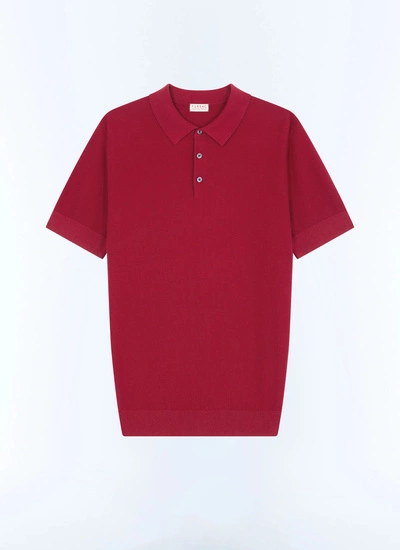 Polo rouge homme maille de coton certifié et cachemire Fursac - A2PIRO-NA01-C014