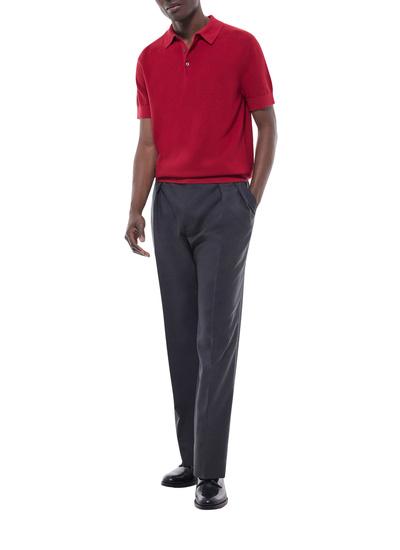 Polo rouge homme maille de coton certifié et cachemire Fursac - A2PIRO-NA01-C014