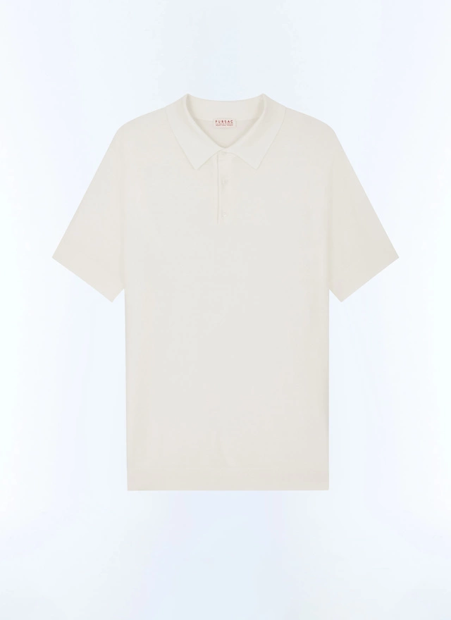 Polo blanc homme maille de coton certifié et cachemire Fursac - A2PIRO-NA01-02