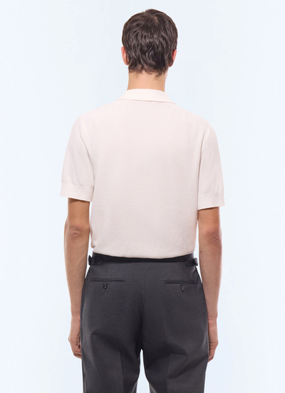 Polo homme maille point de riz en coton, cachemire et laine Fursac - A2PIRO-JA20-A002
