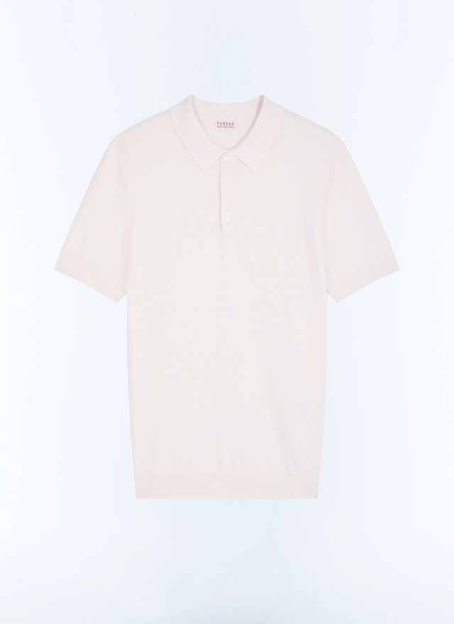 Polo blanc homme maille point de riz en coton, cachemire et laine Fursac - A2PIRO-JA20-A002