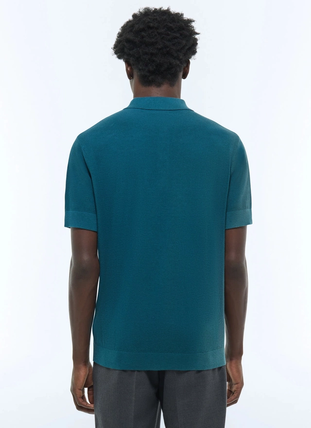 Men's teal blue polo shirt Fursac - A2PIRO-NA01-D025