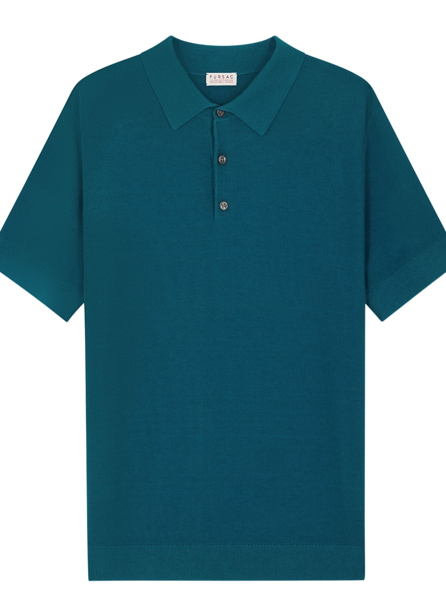 Fursac men's polo shirt - Teal blue cotton and cashmere polo A2PIRO-NA01-D025
