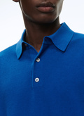 Blue cotton and cashmere polo sweater - 23EA2PIRO-NA01/36