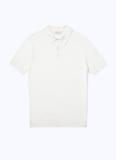 Men's white, ecru cotton and cashmere polo shirt Fursac - A2PIRO-NA01-02