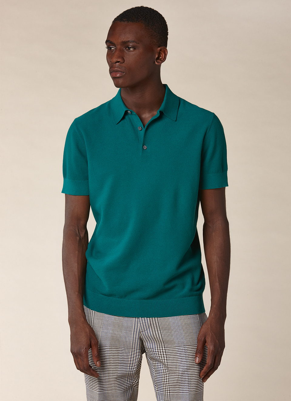 Emerald green collar neck polo shirt 21EA2PIRO-NA01/43 - Men's cotton ...
