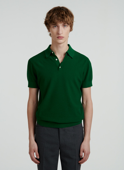 Men's polo shirt green cotton and cashmere Fursac - 22EA2PIRO-NA01/41