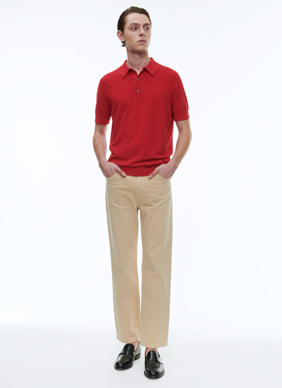 Men's polo shirt red cotton and cashmere Fursac - 23EA2PIRO-NA01/79