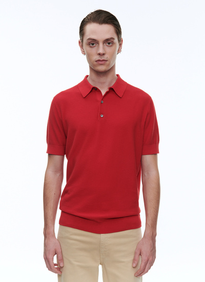 Men's polo shirt red cotton and cashmere Fursac - A2PIRO-NA01-79